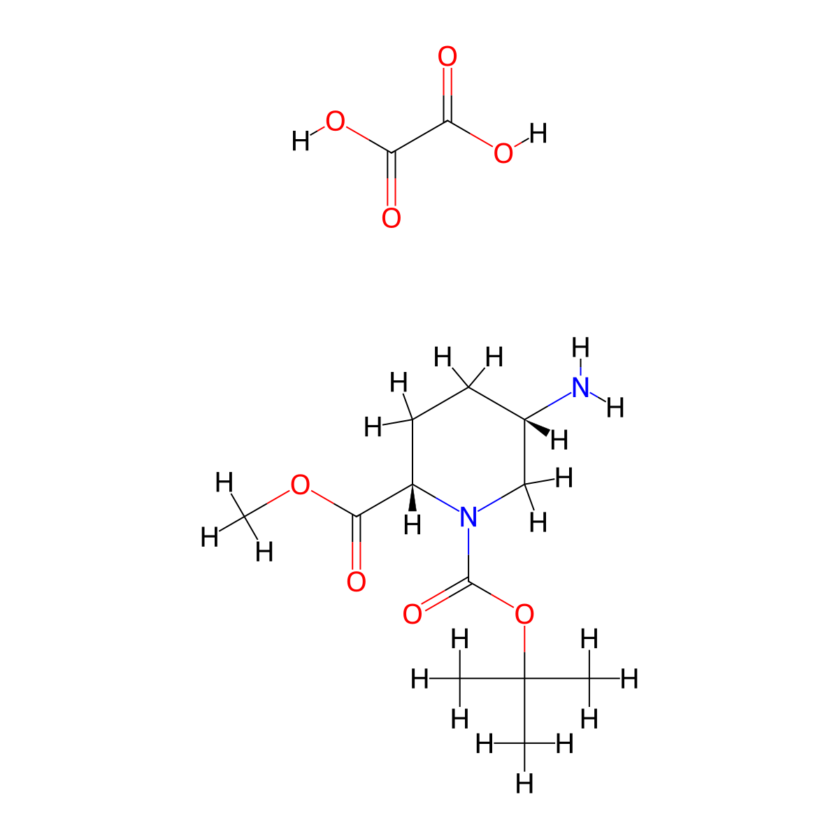 O1-Tert-butyl O2-methyl cis-5-aminopiperidine-1,2-dicarboxylate oxalic acid molecular structure, CAS 2940873-23-2