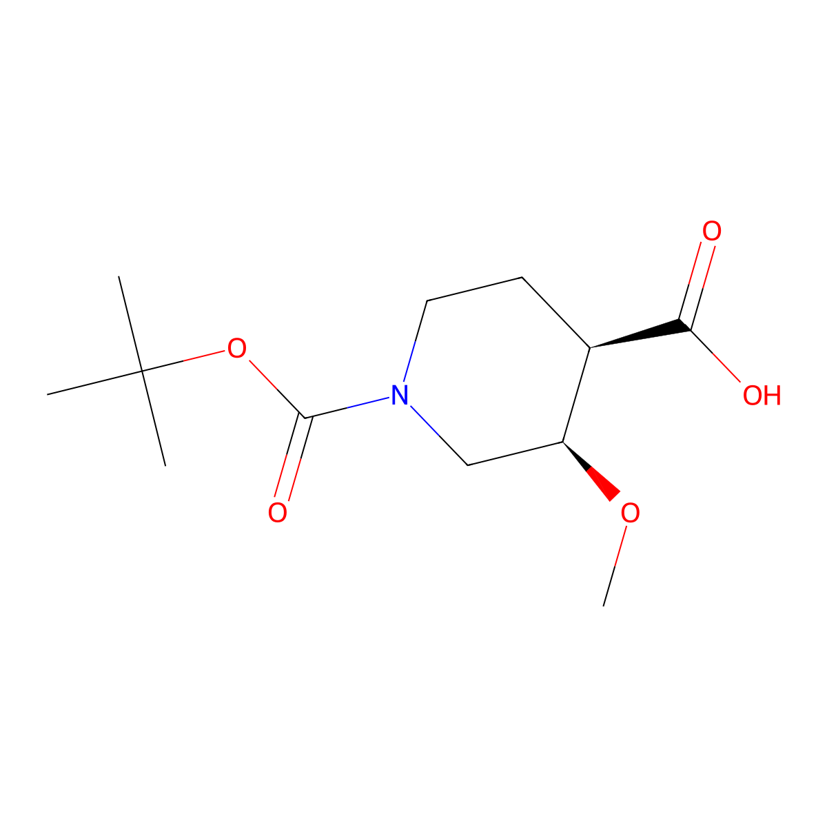 (3R,4R)-1-Boc-3-methoxypiperidine-4-carboxylic Acid molecular structure, CAS 2940873-50-5