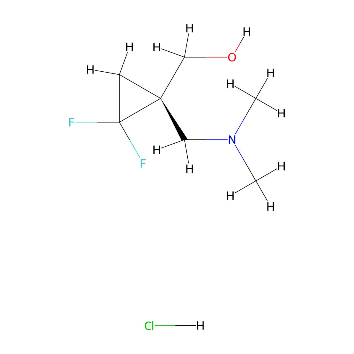 [(1S)-1-[(dimethylamino)methyl]-2,2-difluoro-cyclopropyl]methanol;hydrochloride molecular structure, CAS 2940873-69-6
