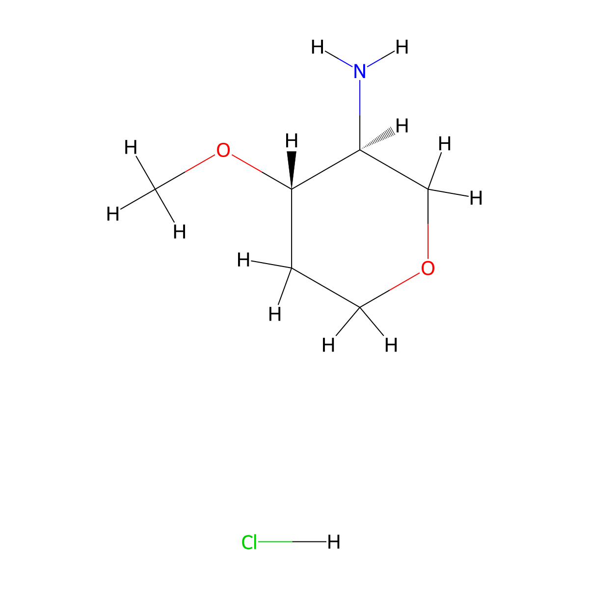 (3S,4S)-4-methoxytetrahydropyran-3-amine;hydrochloride molecular structure, CAS 2940874-18-8
