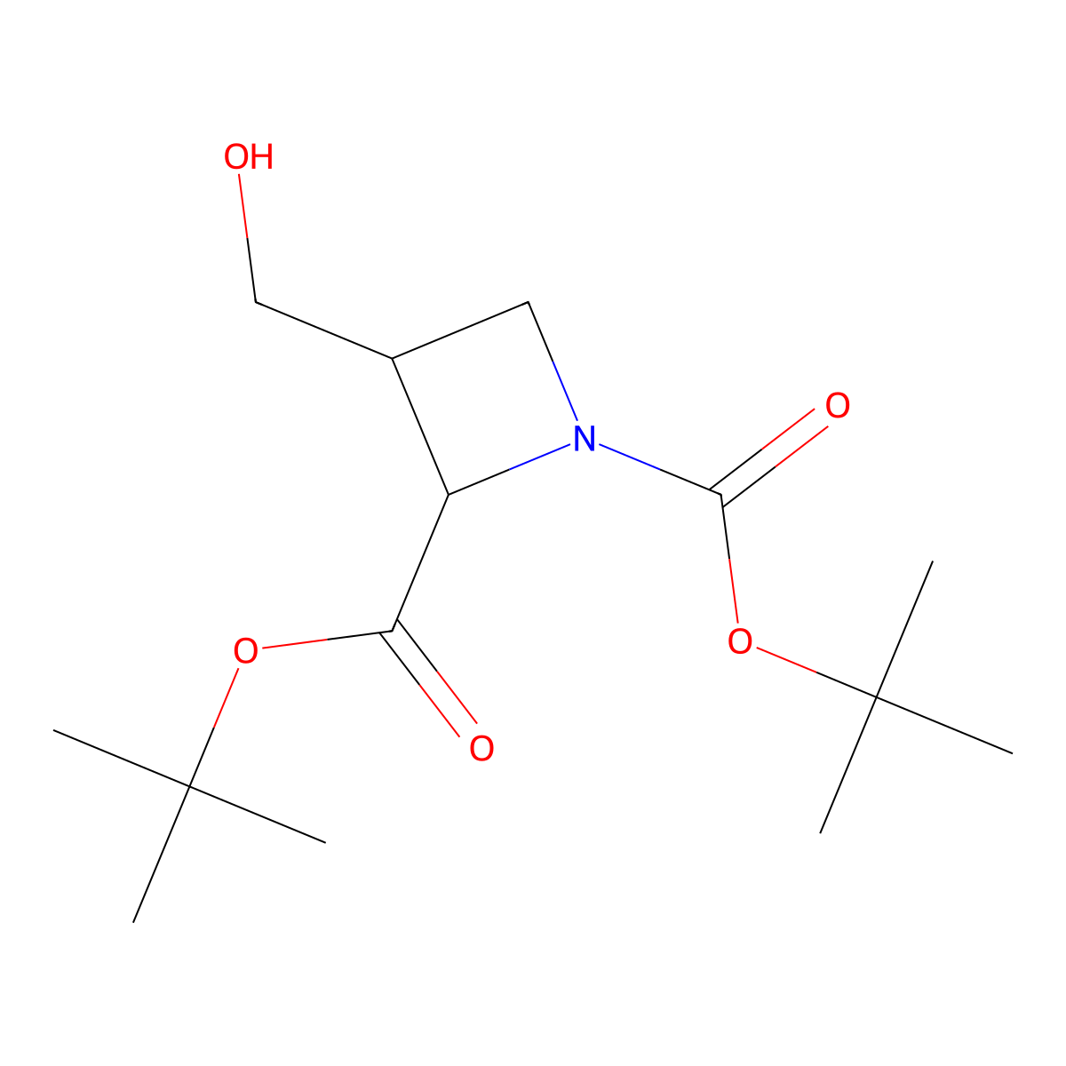 Ditert-butyl 3-(hydroxymethyl)azetidine-1,2-dicarboxylate molecular structure, CAS 2940874-38-2