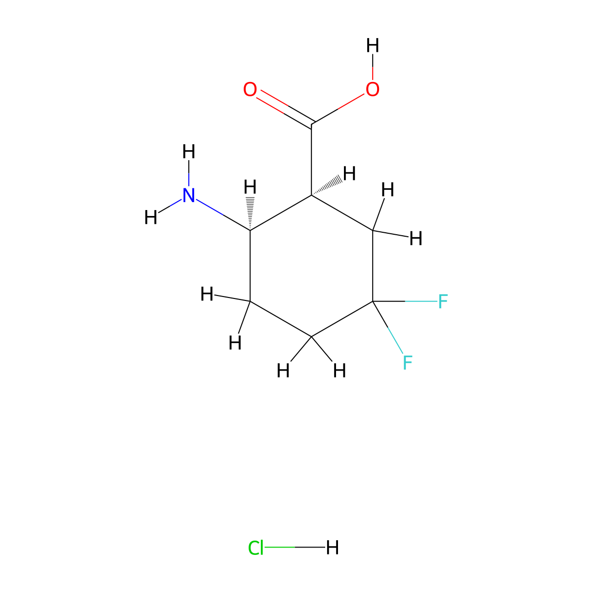 cis-2-Amino-5,5-difluoro-cyclohexanecarboxylic acid;hydrochloride molecular structure, CAS 2940875-66-9