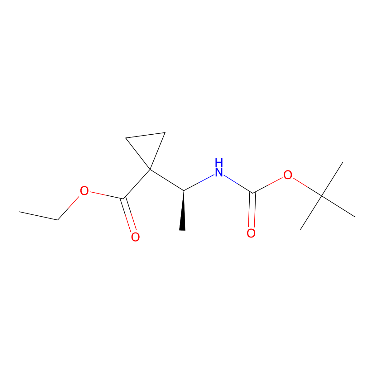 Ethyl 1-[(1S)-1-(tert-butoxycarbonylamino)ethyl]cyclopropanecarboxylate molecular structure, CAS 2940876-35-5