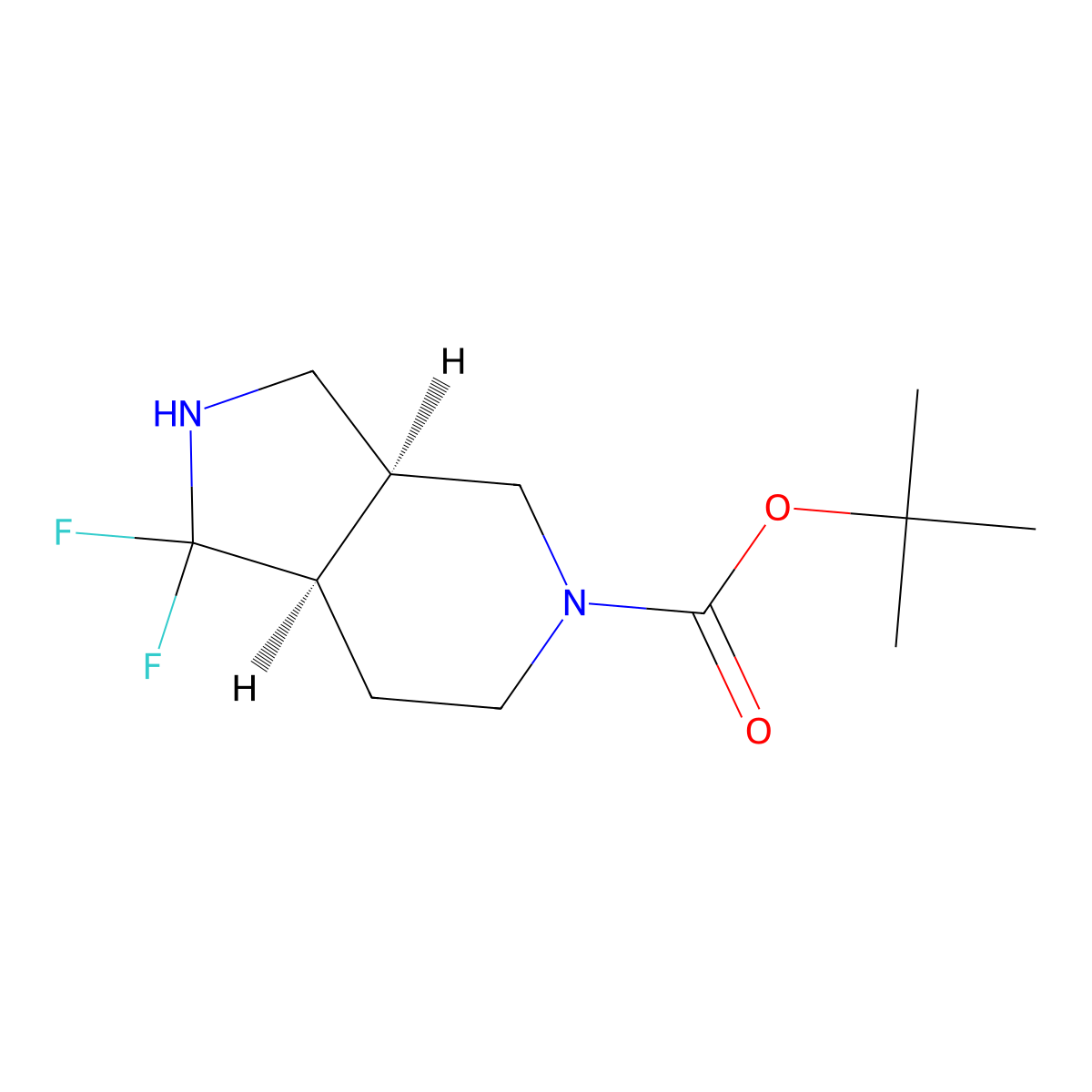 Rel-tert-butyl (3aS,7aR)-1,1-difluorooctahydro-5H-pyrrolo[3,4-c]pyridine-5-carboxylate molecular structure, CAS 2940879-22-9