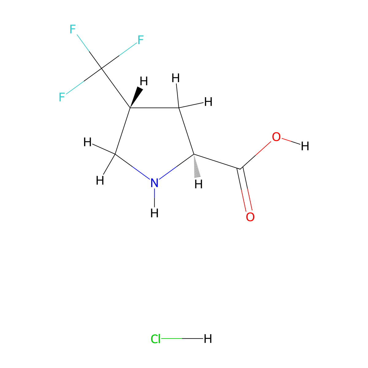 (2S,4R)-4-(trifluoromethyl)pyrrolidine-2-carboxylic acid hydrochloride molecular structure, CAS 2940879-29-6