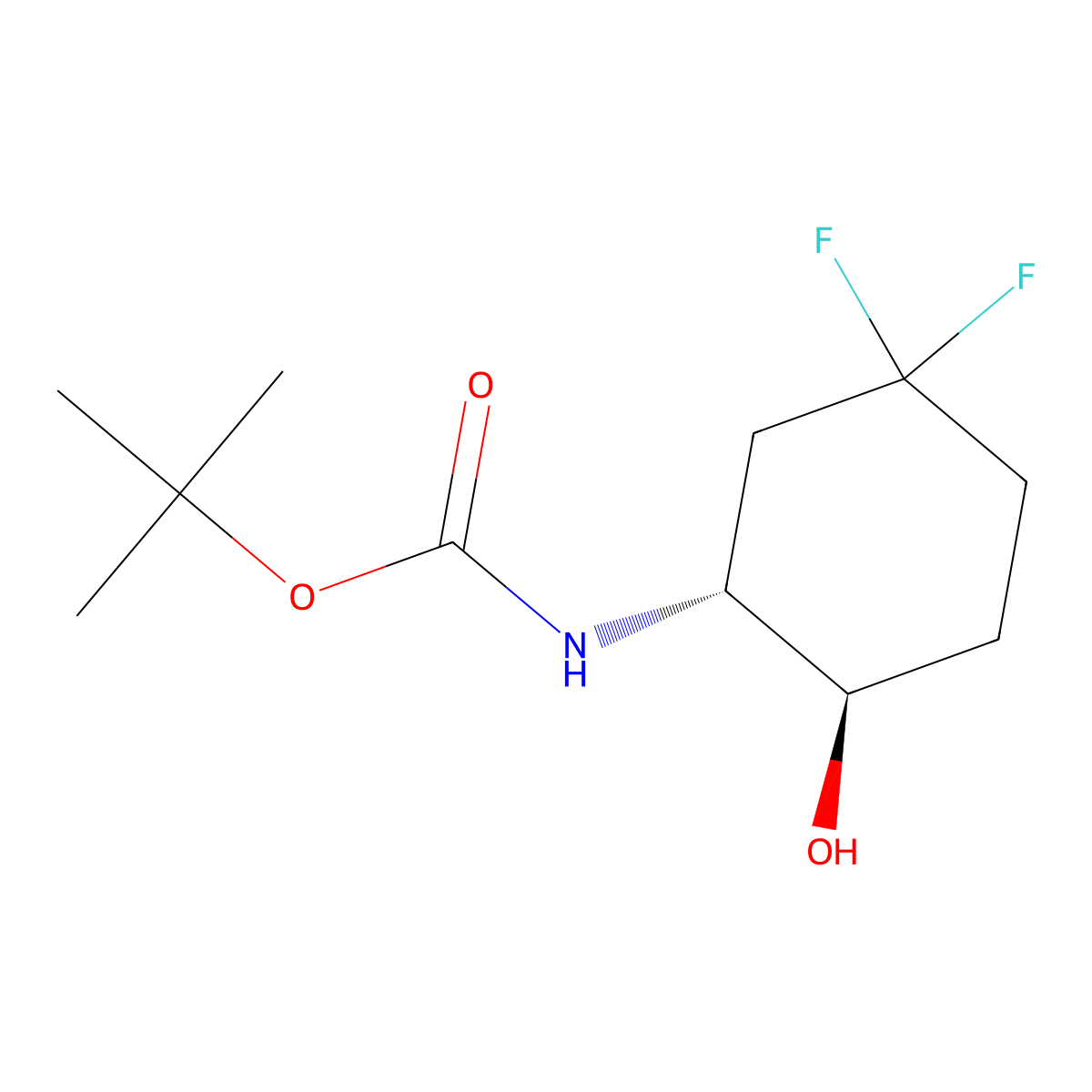 tert-butyl N-[trans-5,5-difluoro-2-hydroxy-cyclohexyl]carbamate molecular structure, CAS 2940879-33-2