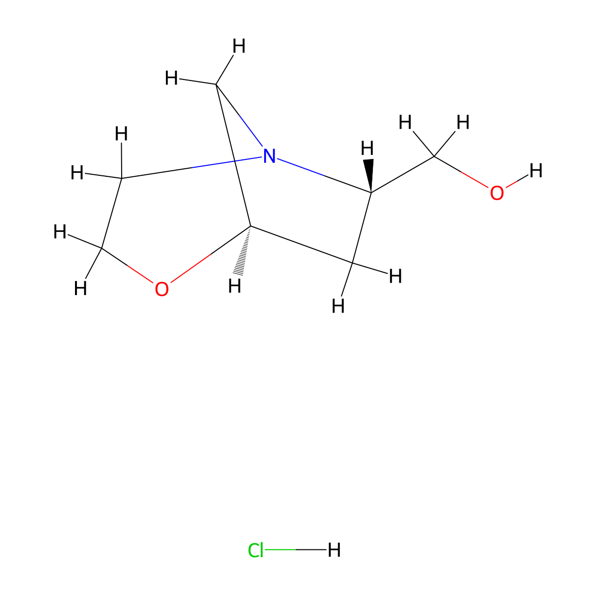 [(1R,5R,7S)-4-oxa-1-azabicyclo[3.2.1]octan-7-yl]methanol;hydrochloride molecular structure, CAS 2940879-34-3