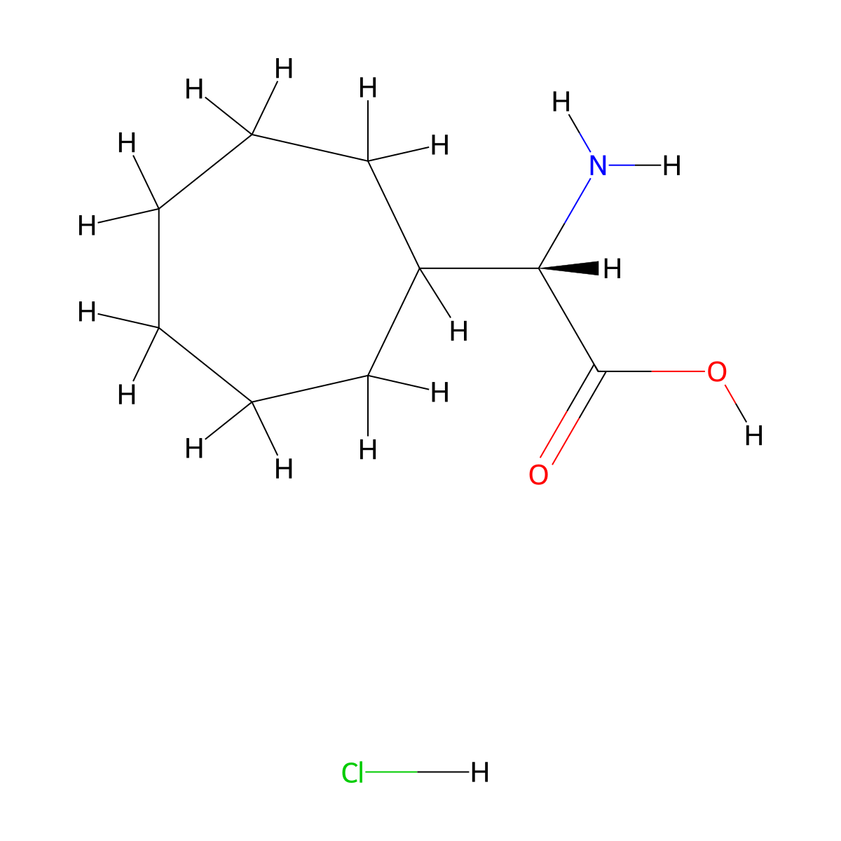 (2S)-2-amino-2-cycloheptyl-acetic acid;hydrochloride molecular structure, CAS 2940879-50-3
