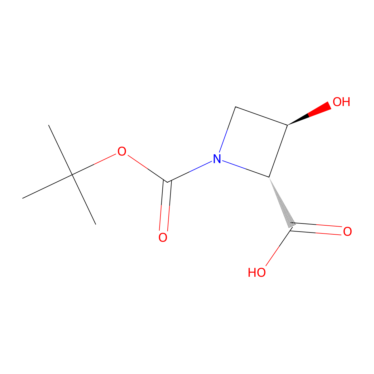 (2R,3R)-1-tert-butoxycarbonyl-3-hydroxy-azetidine-2-carboxylic acid molecular structure, CAS 2940879-69-4