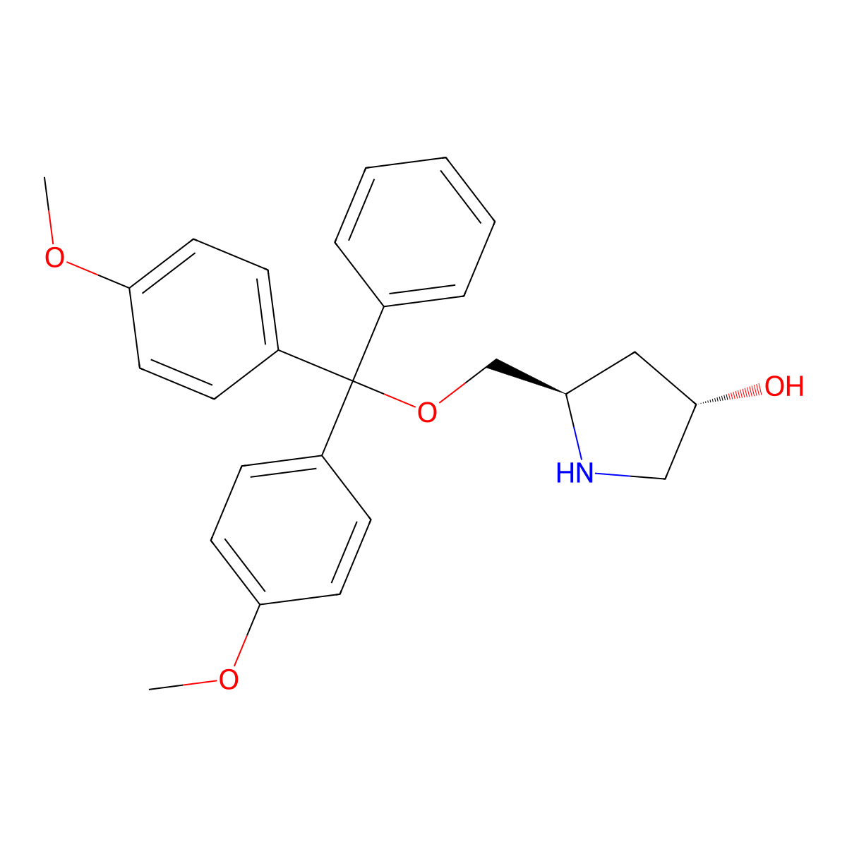 (3S,5R)-5-[[bis(4-methoxyphenyl)-phenyl-methoxy]methyl]pyrrolidin-3-ol molecular structure, CAS 2940879-83-2