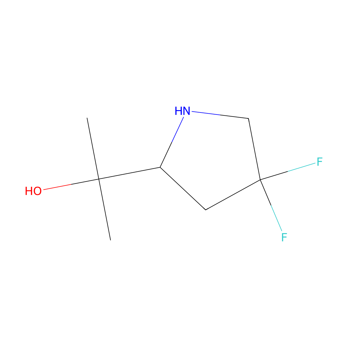 2-[(2R)-4,4-difluoropyrrolidin-2-yl]propan-2-ol molecular structure, CAS 2940879-85-4