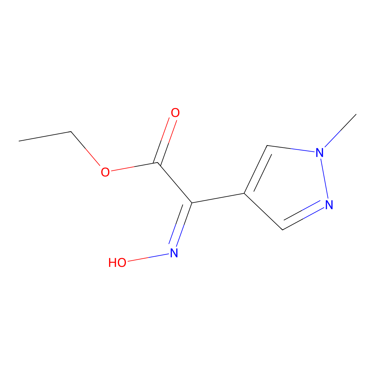 Ethyl 2-hydroxyimino-2-(1-methylpyrazol-4-YL)acetate molecular structure, CAS 2940889-43-8