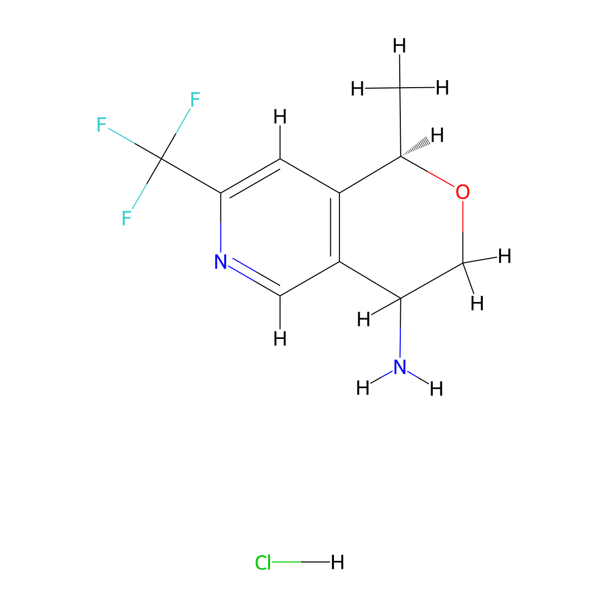 (1R)-1-methyl-7-(trifluoromethyl)-3,4-dihydro-1H-pyrano[4,3-c]pyridin-4-amine;hydrochloride molecular structure, CAS 2940933-39-9