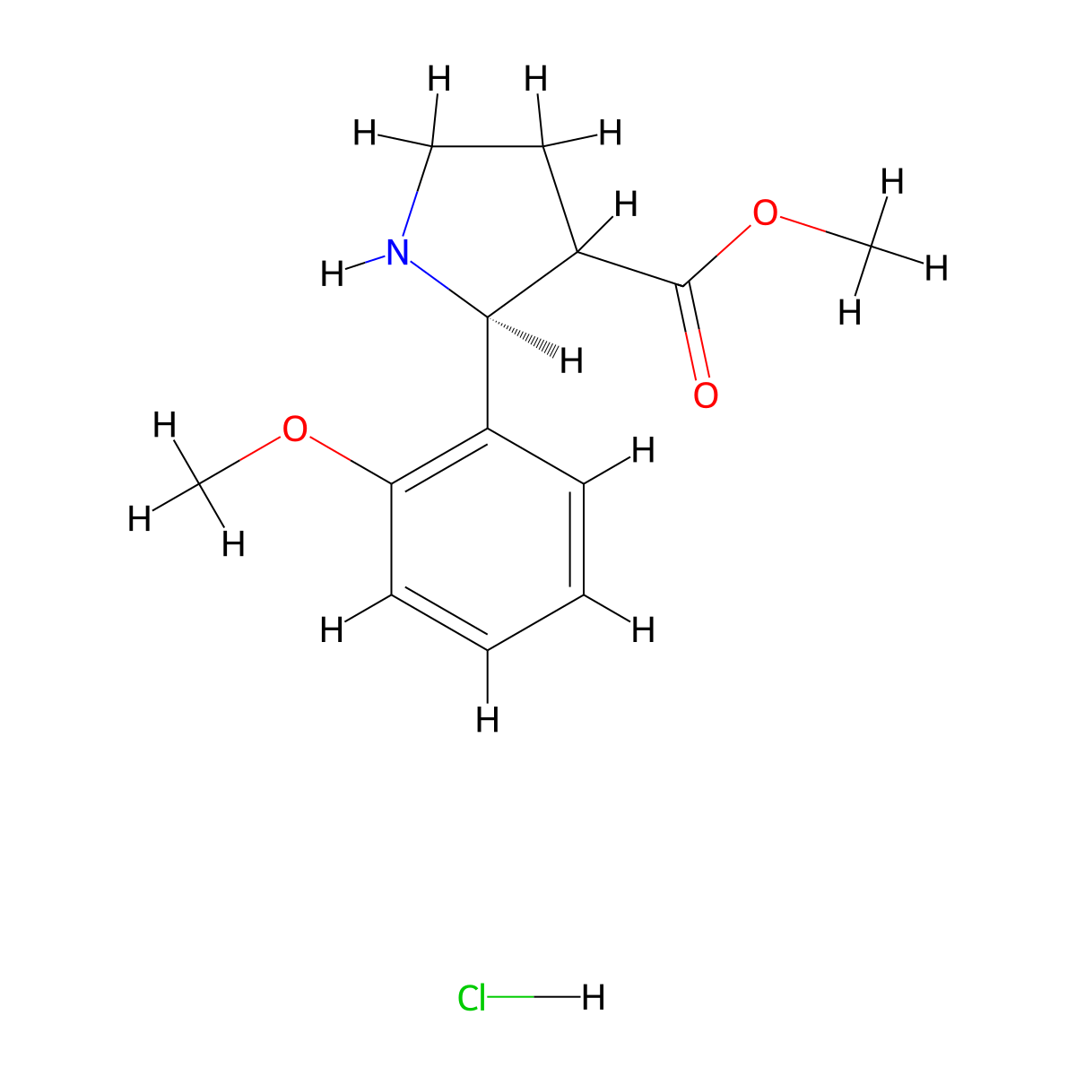 methyl (2S)-2-(2-methoxyphenyl)pyrrolidine-3-carboxylate;hydrochloride molecular structure, CAS 2940933-81-1