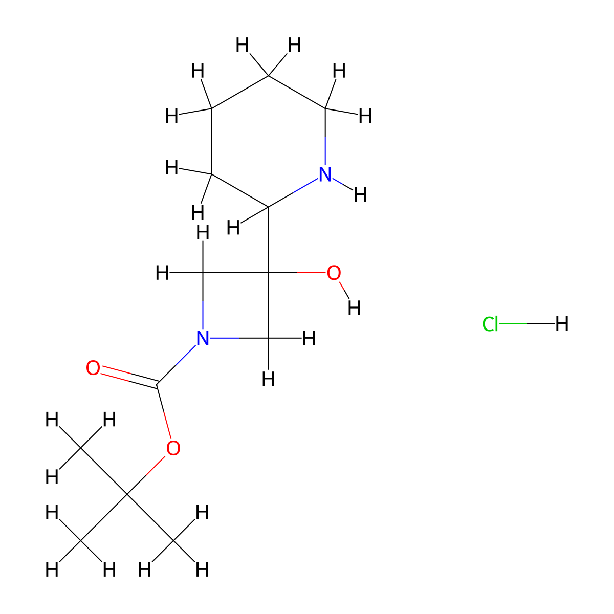 Tert-butyl 3-hydroxy-3-(2-piperidyl)azetidine-1-carboxylate;hydrochloride molecular structure, CAS 2940935-95-3