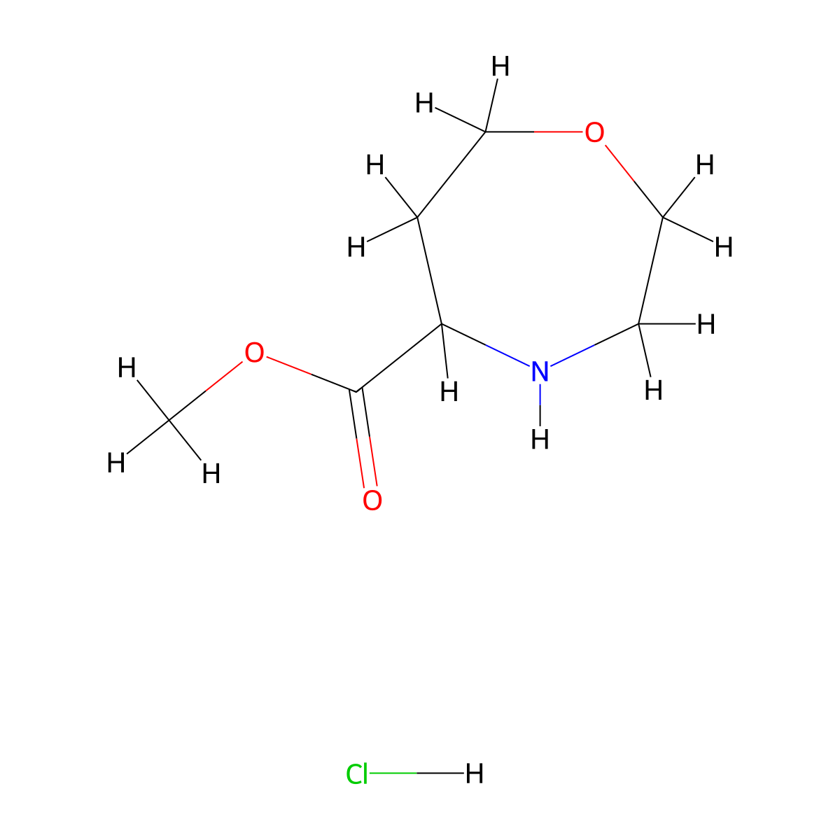 Methyl 1,4-oxazepane-5-carboxylate hydrochloride molecular structure, CAS 2940936-24-1