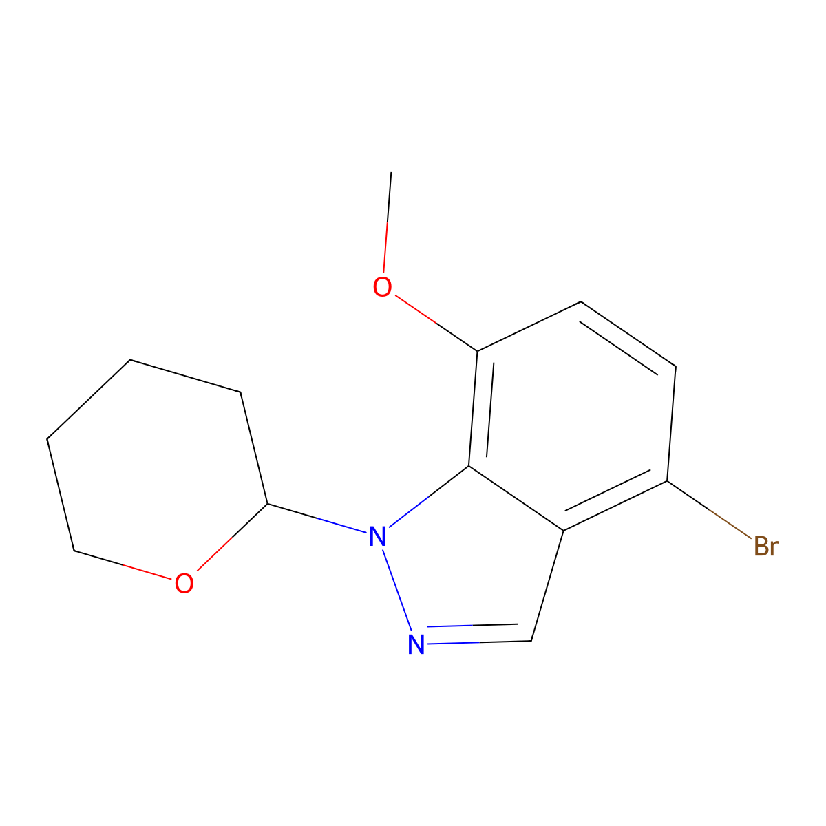 4-Bromo-7-methoxy-1-tetrahydropyran-2-yl-indazole molecular structure, CAS 2940936-31-0