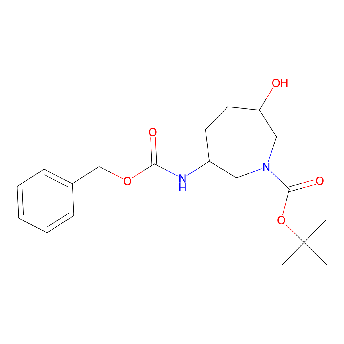 Tert-butyl 3-(benzyloxycarbonylamino)-6-hydroxy-azepane-1-carboxylate molecular structure, CAS 2940936-60-5