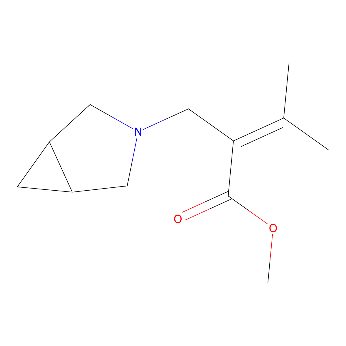 Methyl 2-(3-azabicyclo[3.1.0]hexan-3-ylmethyl)-3-methyl-but-2-enoate molecular structure, CAS 2940936-69-4