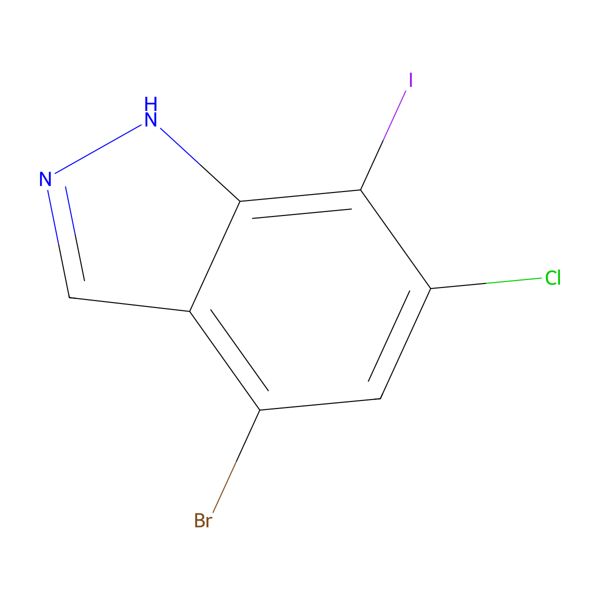 4-bromo-6-chloro-7-iodo-1H-indazole molecular structure, CAS 2940936-72-9