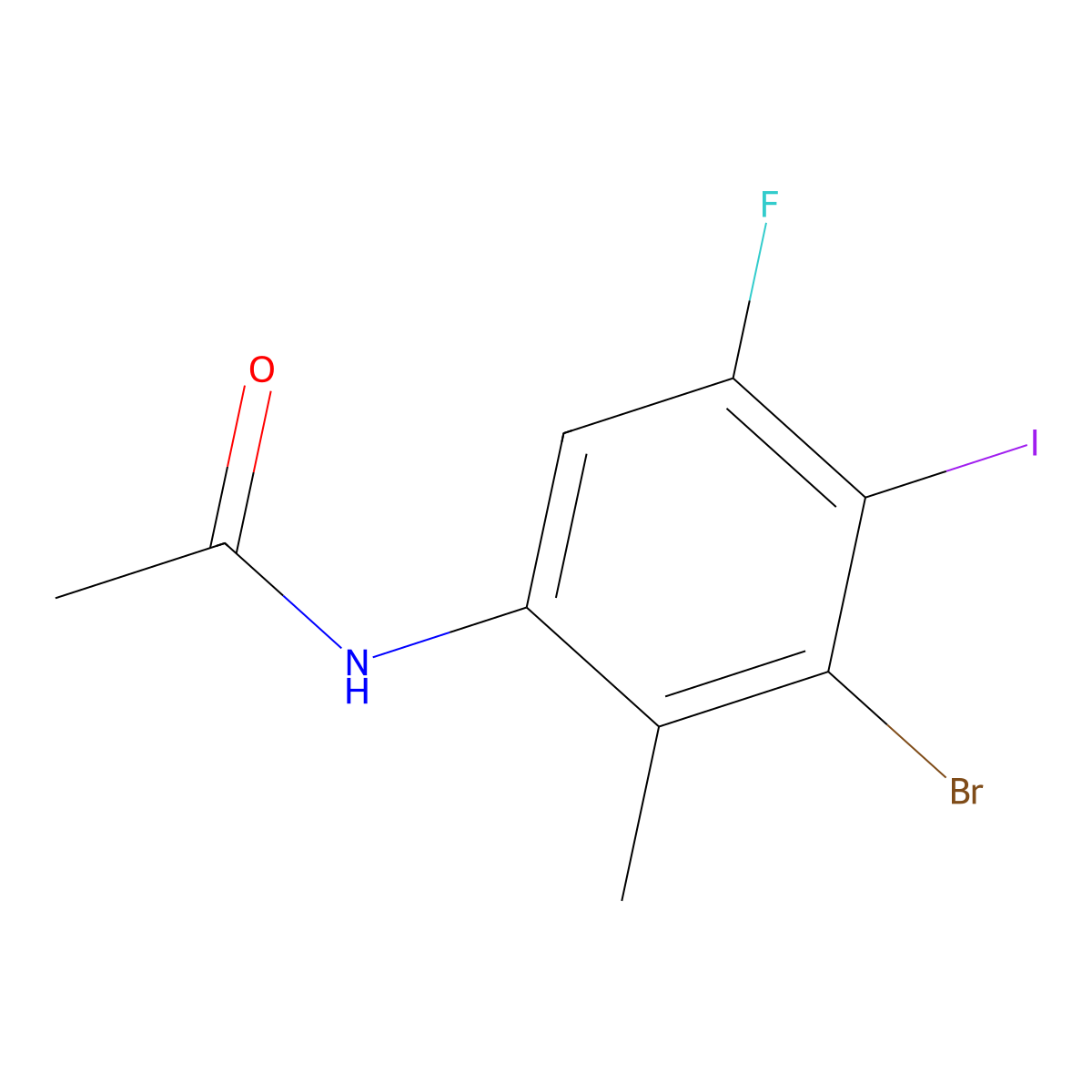 N-(3-Bromo-5-fluoro-4-iodo-2-methyl-phenyl)acetamide molecular structure, CAS 2940936-89-8