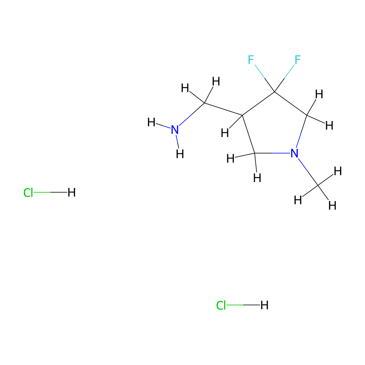 (4,4-Difluoro-1-methyl-pyrrolidin-3-yl)methanamine;dihydrochloride molecular structure, CAS 2940936-99-0