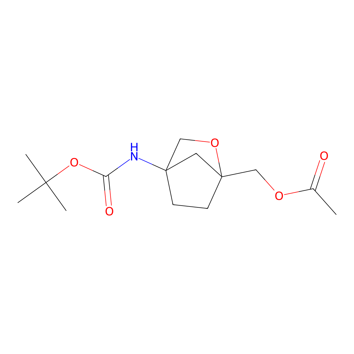 [4-(Tert-butoxycarbonylamino)-2-oxabicyclo[2.2.1]heptan-1-YL]methyl acetate molecular structure, CAS 2940937-16-4