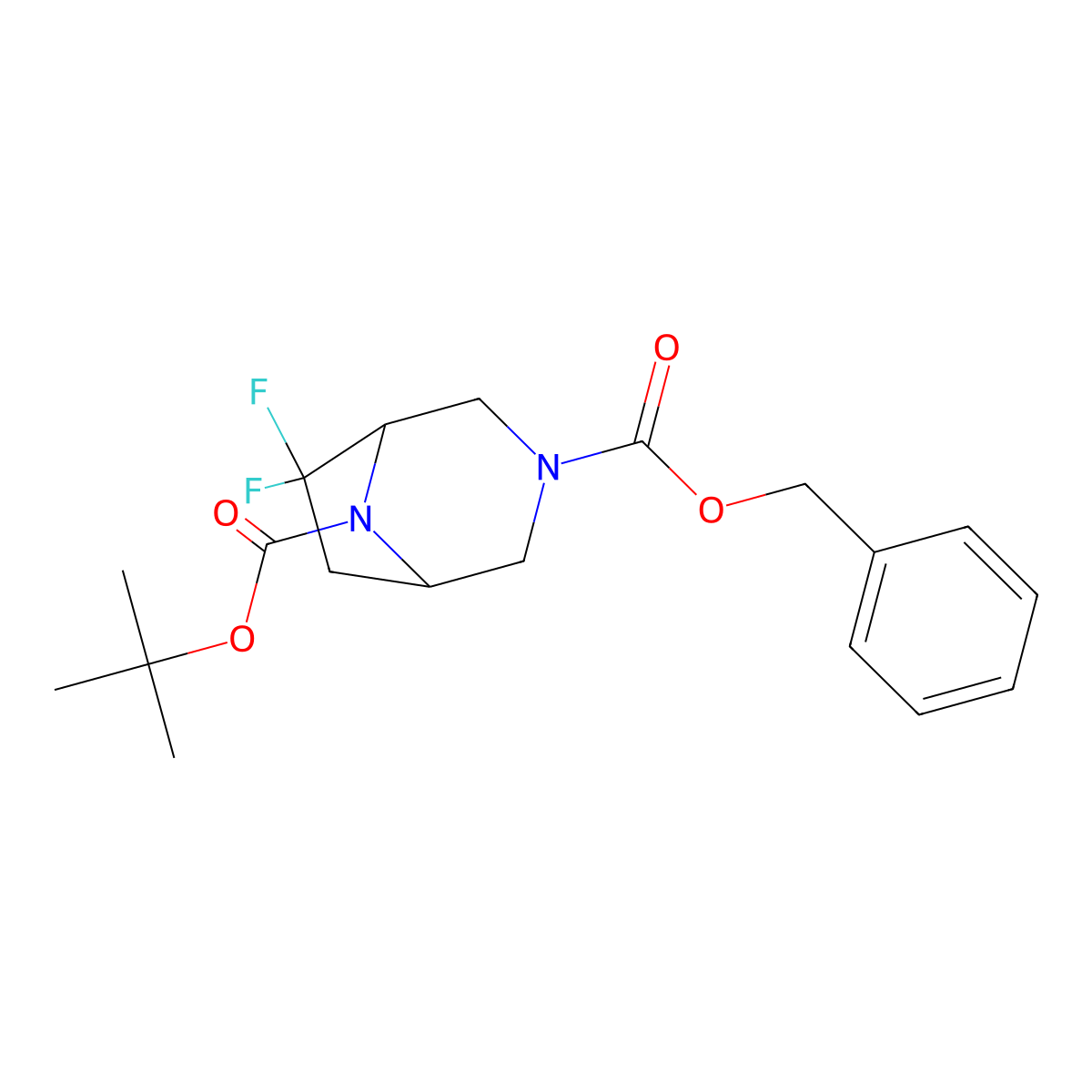 O3-Benzyl O8-tert-butyl 6,6-difluoro-3,8-diazabicyclo[3.2.1]octane-3,8-dicarboxylate molecular structure, CAS 2940937-30-2
