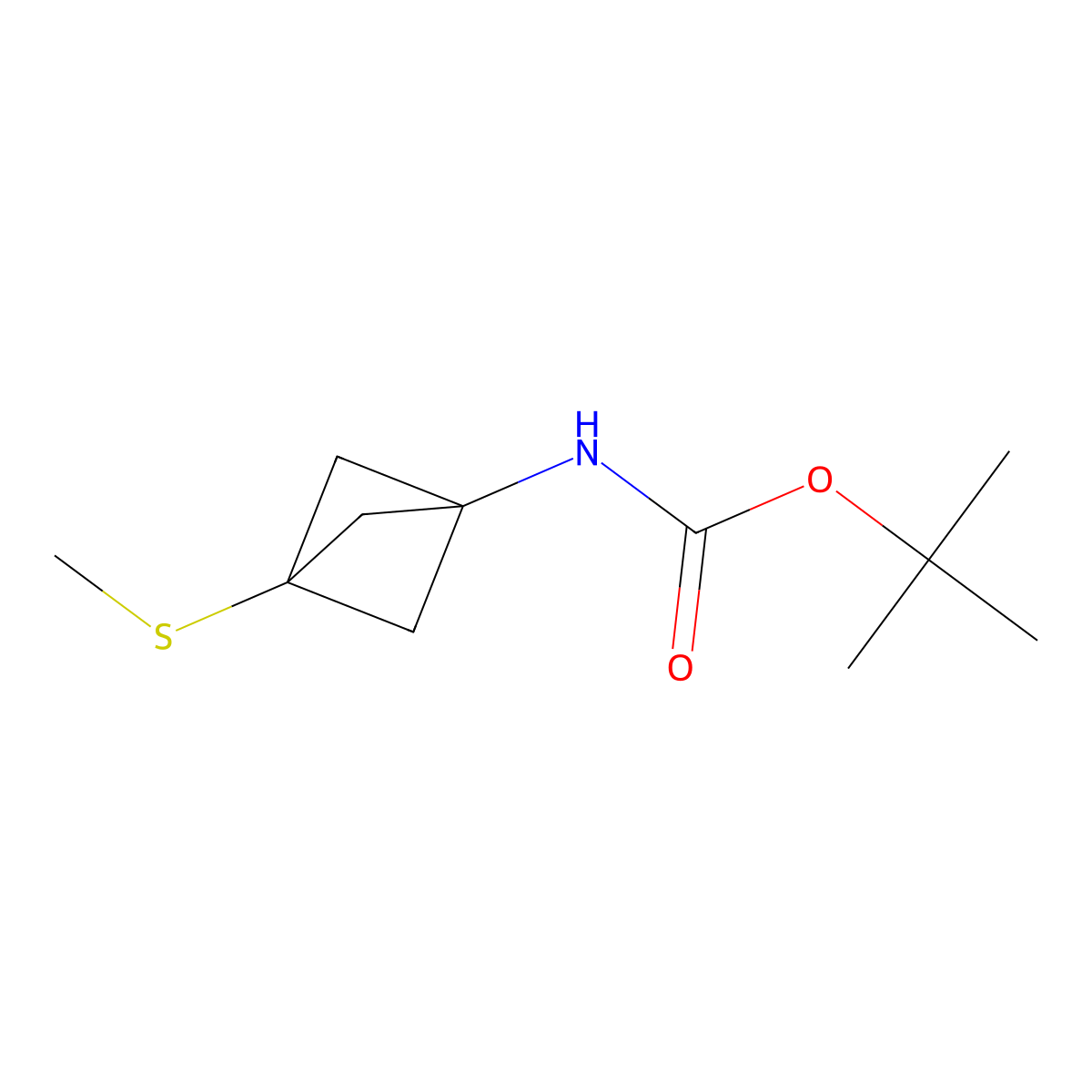 tert-butyl N-(3-methylsulfanyl-1-bicyclo[1.1.1]pentanyl)carbamate molecular structure, CAS 2940937-57-3