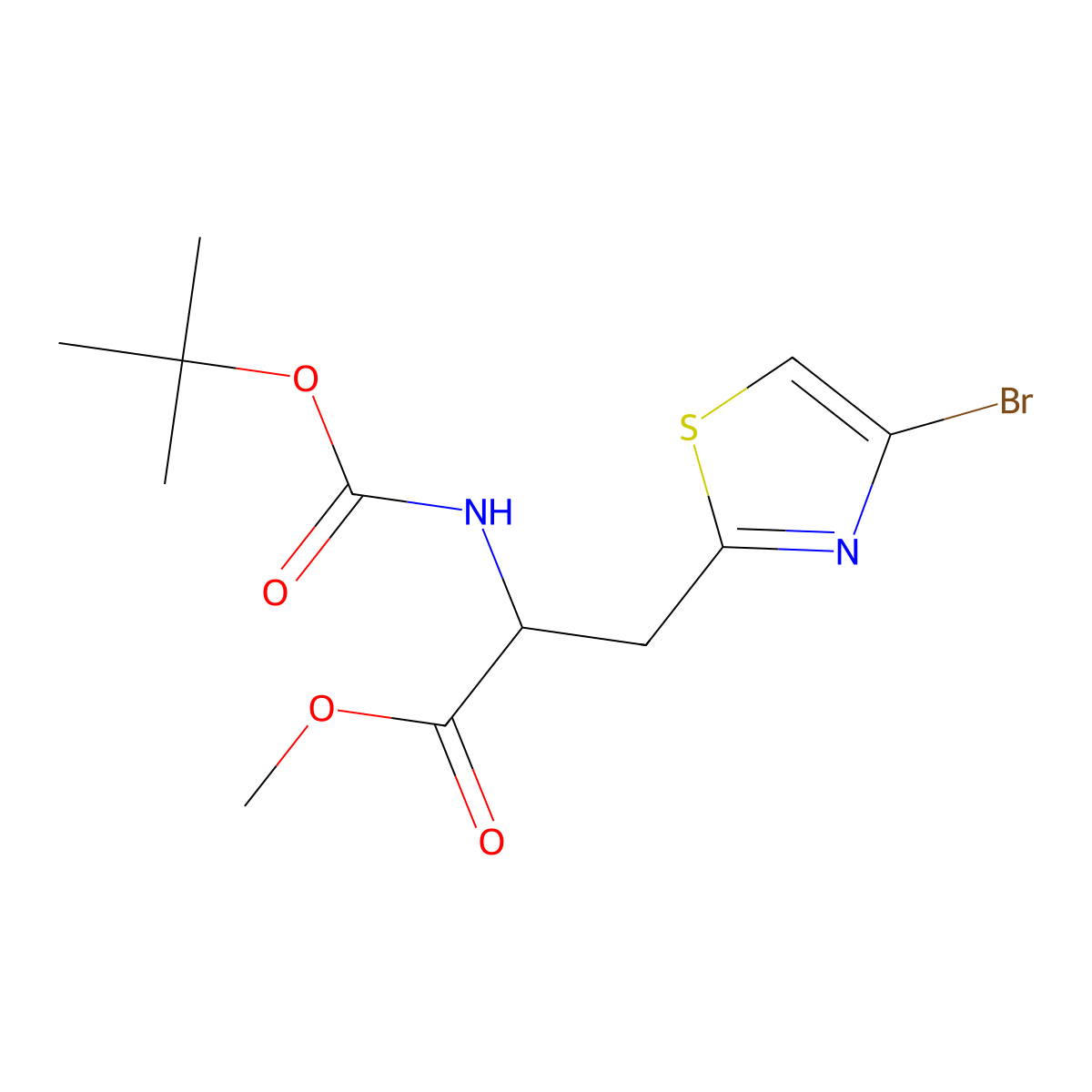 Methyl 3-(4-bromothiazol-2-yl)-2-(tert-butoxycarbonylamino)propanoate molecular structure, CAS 2940937-59-5