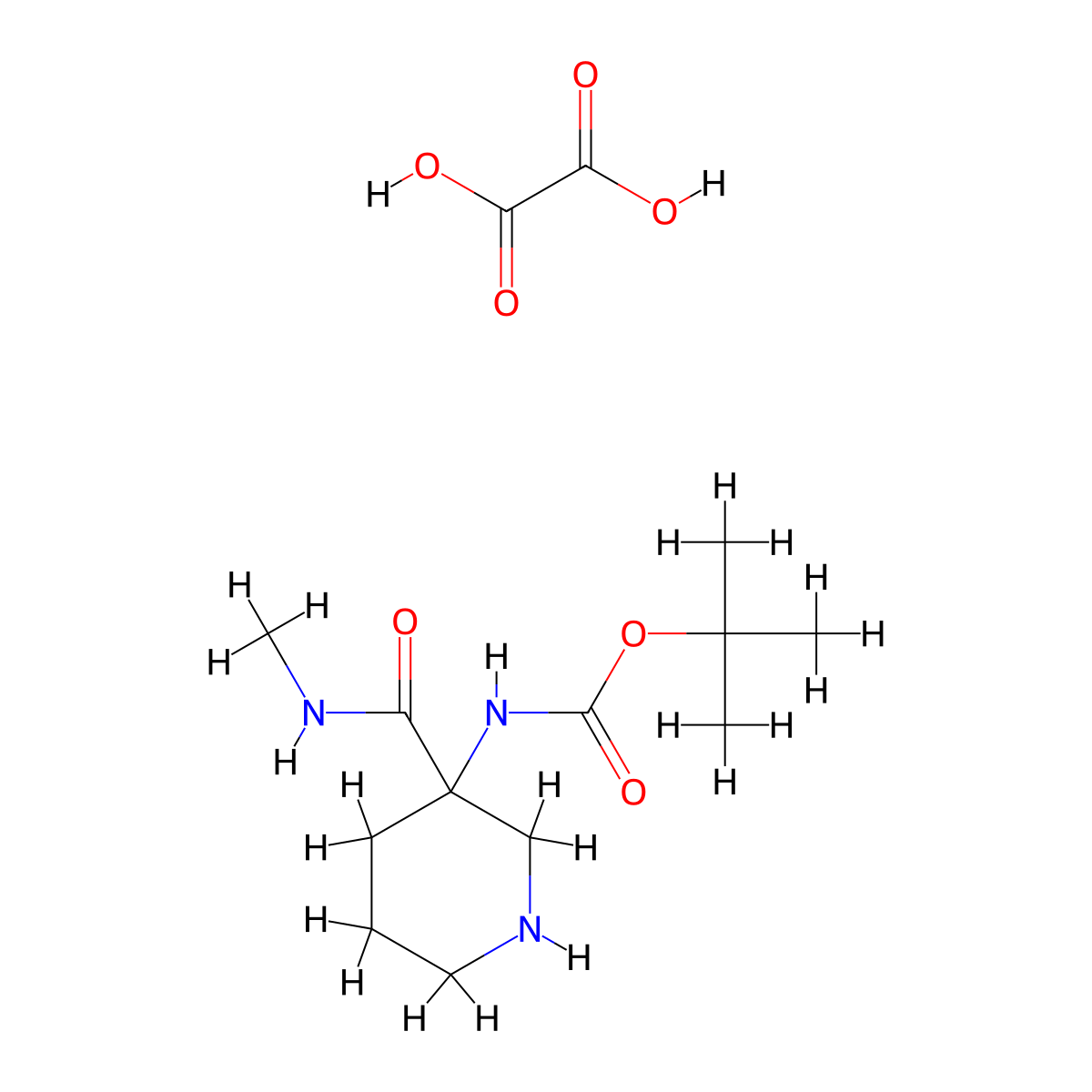 tert-butyl N-[3-(methylcarbamoyl)-3-piperidyl]carbamate;oxalic acid molecular structure, CAS 2940937-65-3