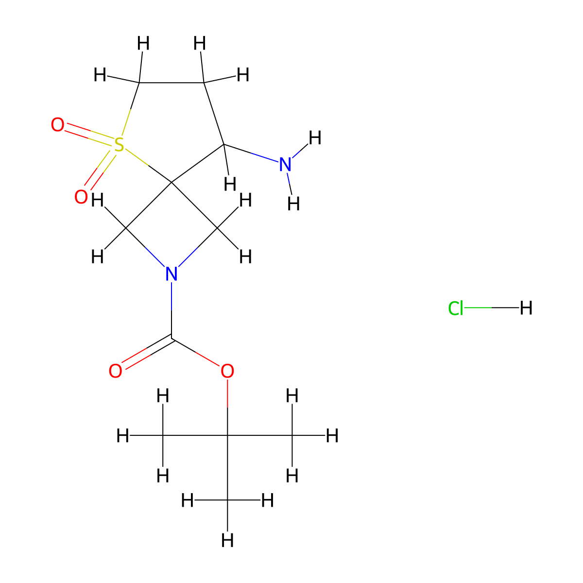 Tert-butyl 8-amino-5,5-dioxo-5thia-2-azaspiro[3.4]octane-2-carboxylate;hydrochloride molecular structure, CAS 2940937-80-2