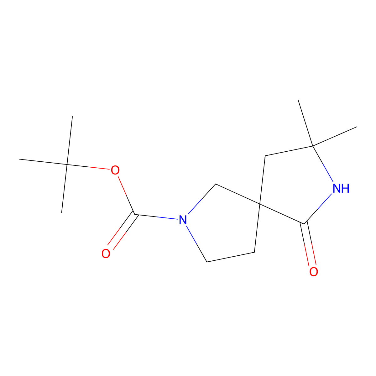Tert-butyl 3,3-dimethyl-1-oxo-2,7-diazaspiro[4.4]nonane-7-carboxylate molecular structure, CAS 2940937-87-9