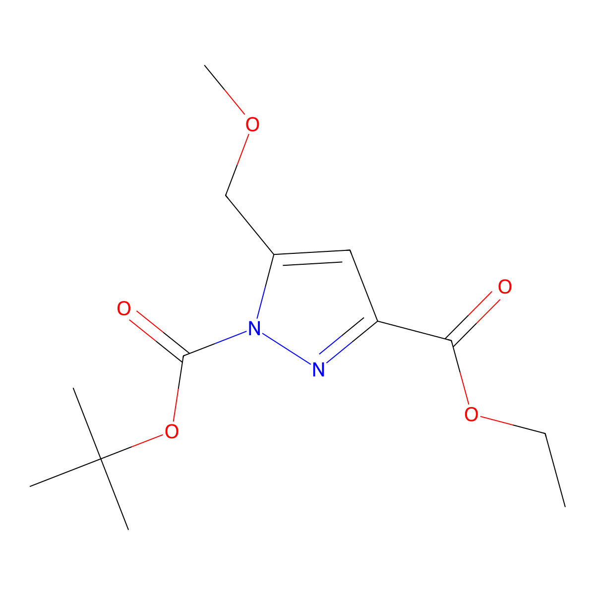O1-Tert-butyl O3-ethyl 5-(methoxymethyl)pyrazole-1,3-dicarboxylate molecular structure, CAS 2940937-99-3