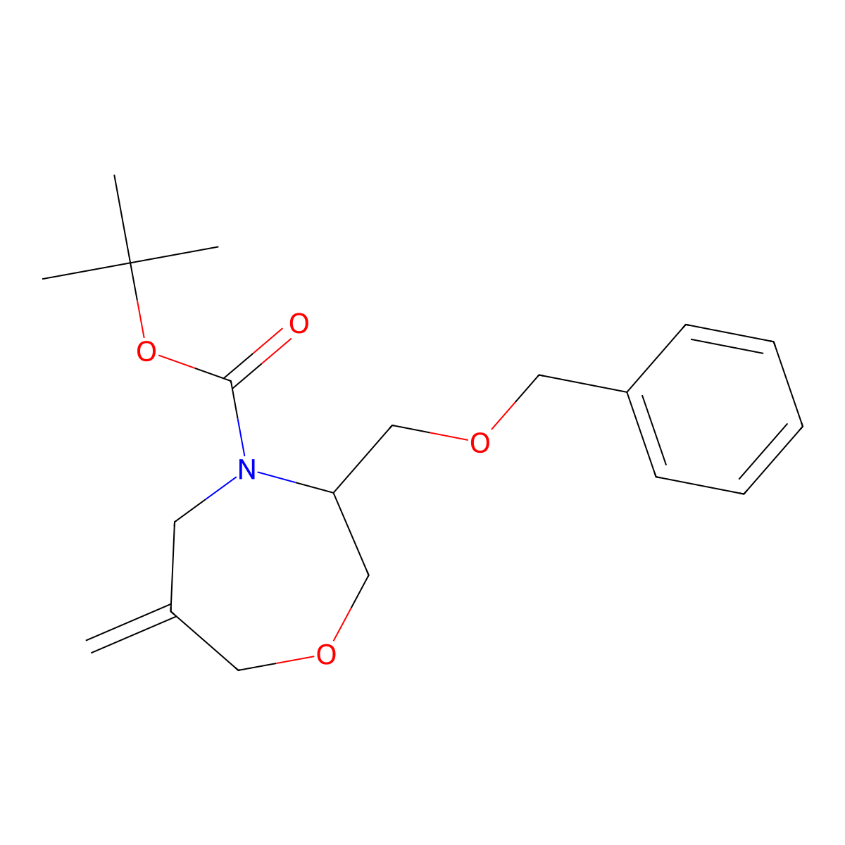 Tert-butyl 3-(benzyloxymethyl)-6-methylene-1,4-oxazepane-4-carboxylate molecular structure, CAS 2940938-53-2