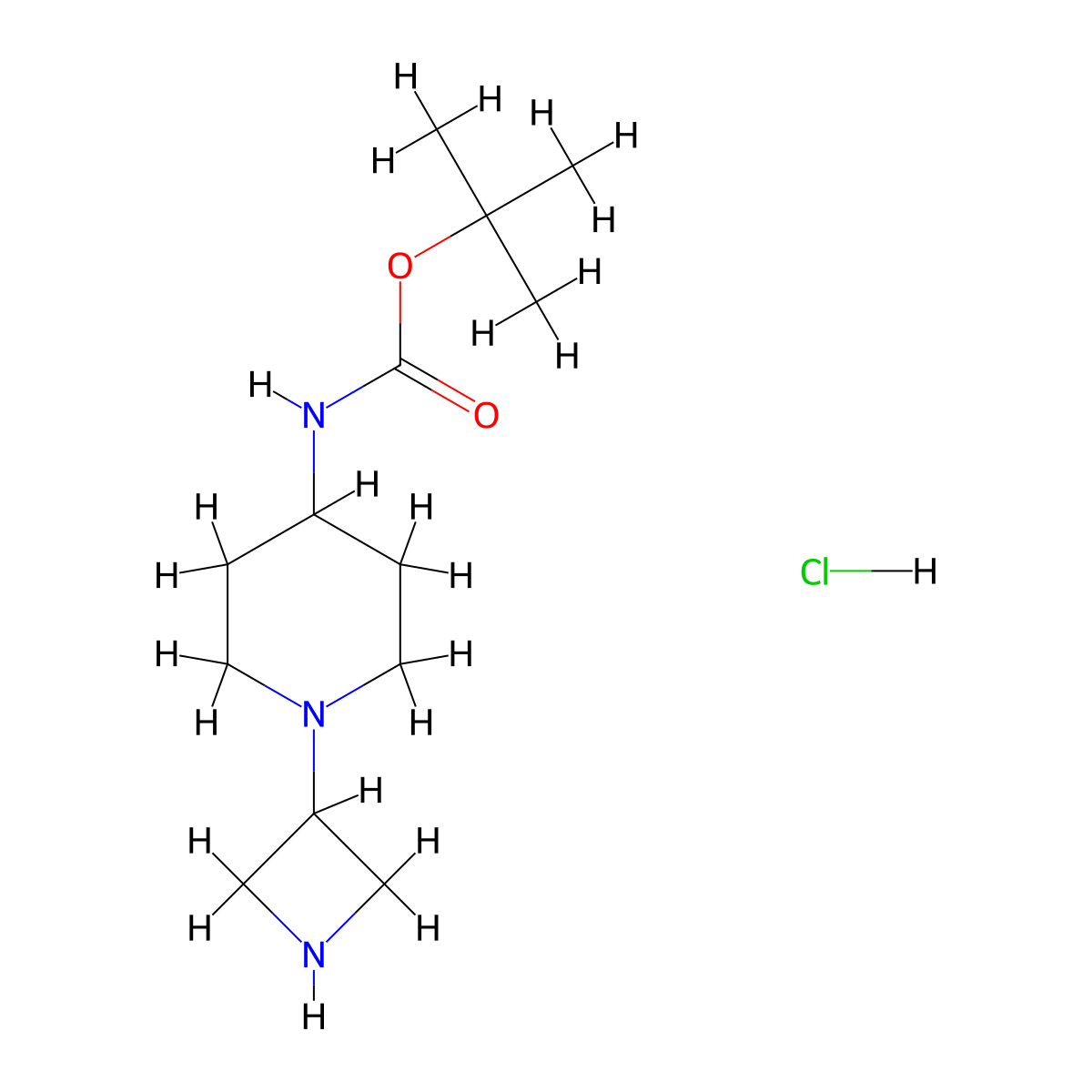 tert-butyl N-[1-(azetidin-3-yl)-4-piperidyl]carbamate;hydrochloride molecular structure, CAS 2940938-63-4