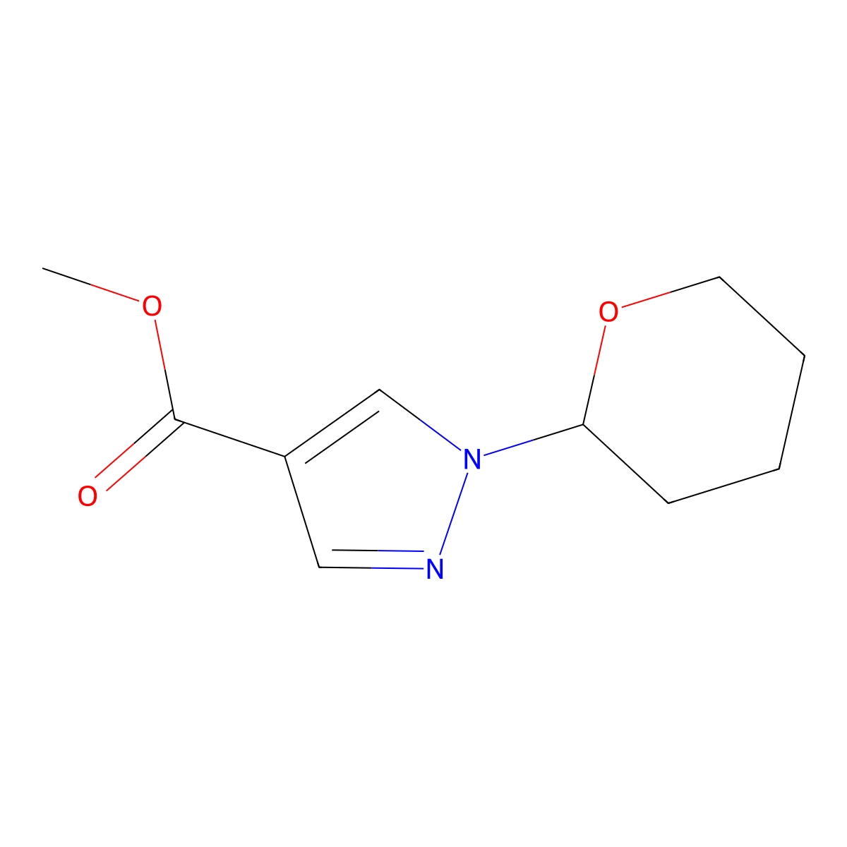 Methyl 1-tetrahydropyran-2-ylpyrazole-4-carboxylate molecular structure, CAS 2940938-84-9