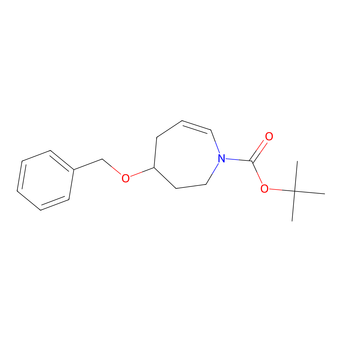 Tert-butyl 4-benzyloxy-2,3,4,5-tetrahydroazepine-1-carboxylate molecular structure, CAS 2940940-23-6