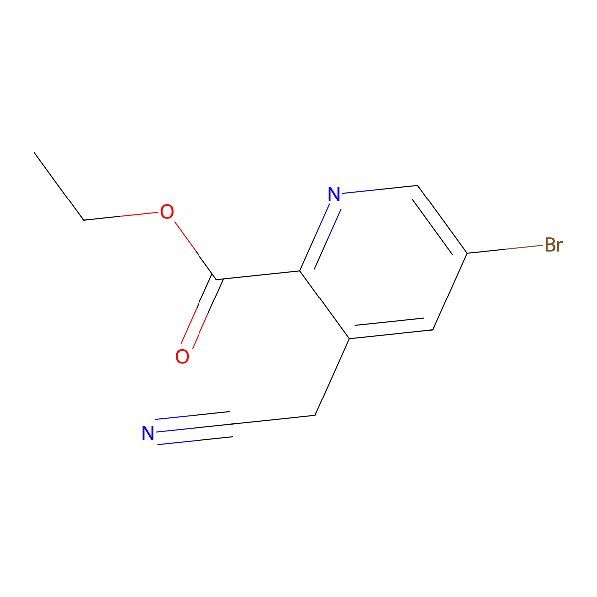 Ethyl 5-bromo-3-(cyanomethyl)pyridine-2-carboxylate molecular structure, CAS 2940940-28-1