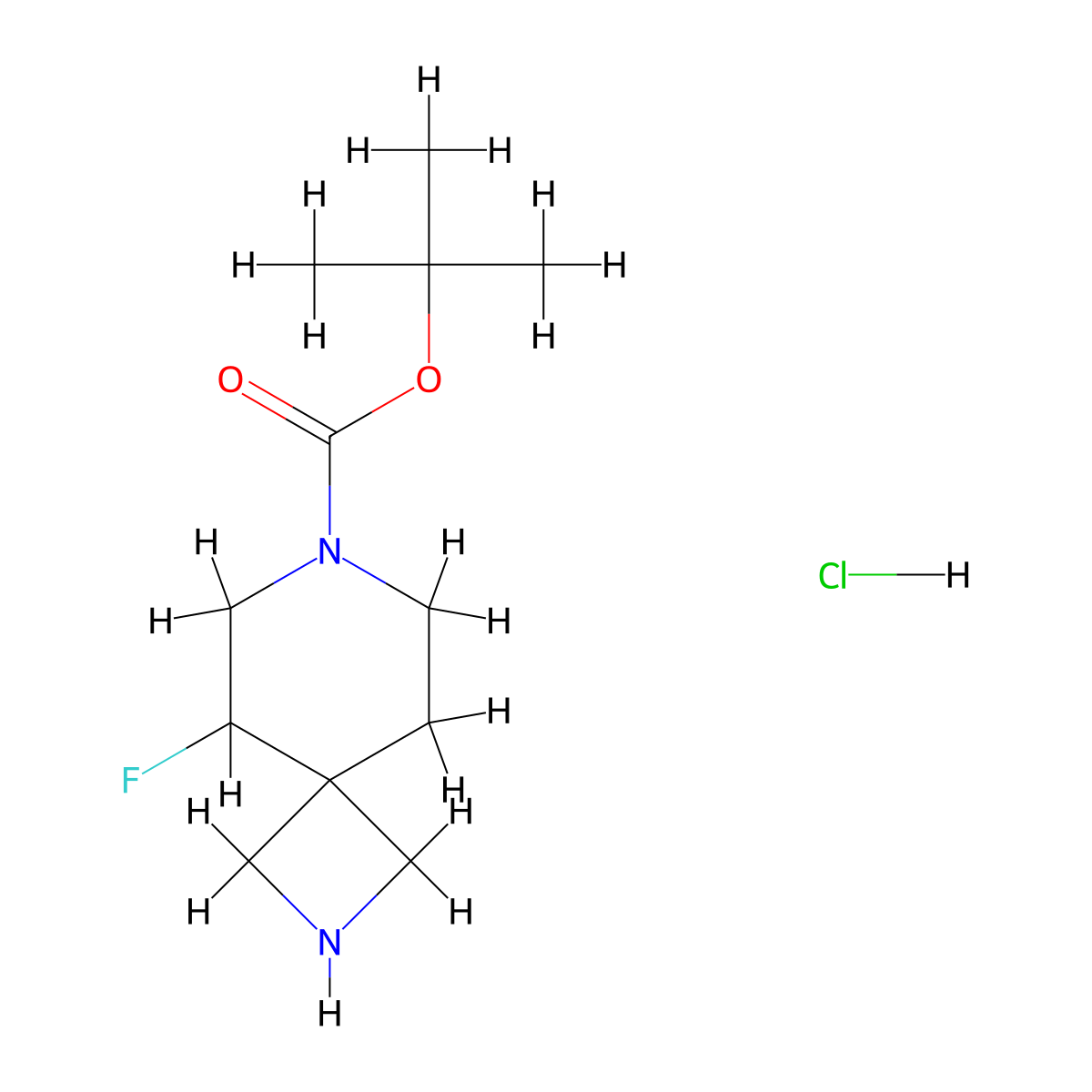 tert-Butyl 5-fluoro-2,7-diazaspiro[3.5]nonane-7-carboxylate hydrochloride molecular structure, CAS 2940940-68-9