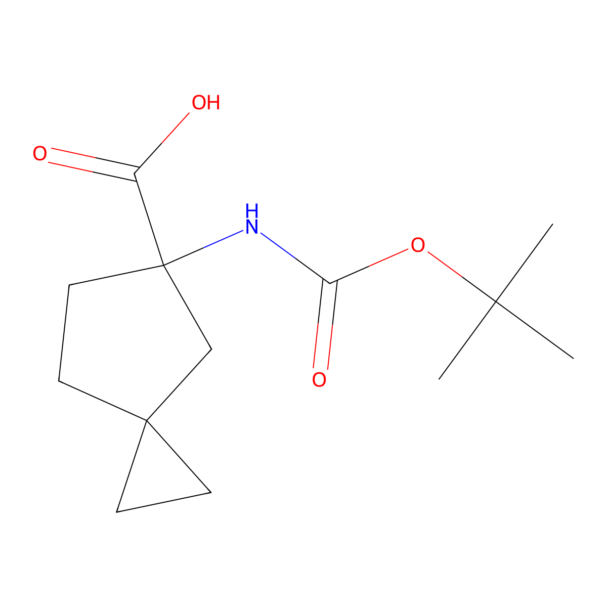 6-[(2-Methylpropan-2-yl)oxycarbonylamino]spiro[2.4]heptane-6-carboxylic acid molecular structure, CAS 2940940-80-5