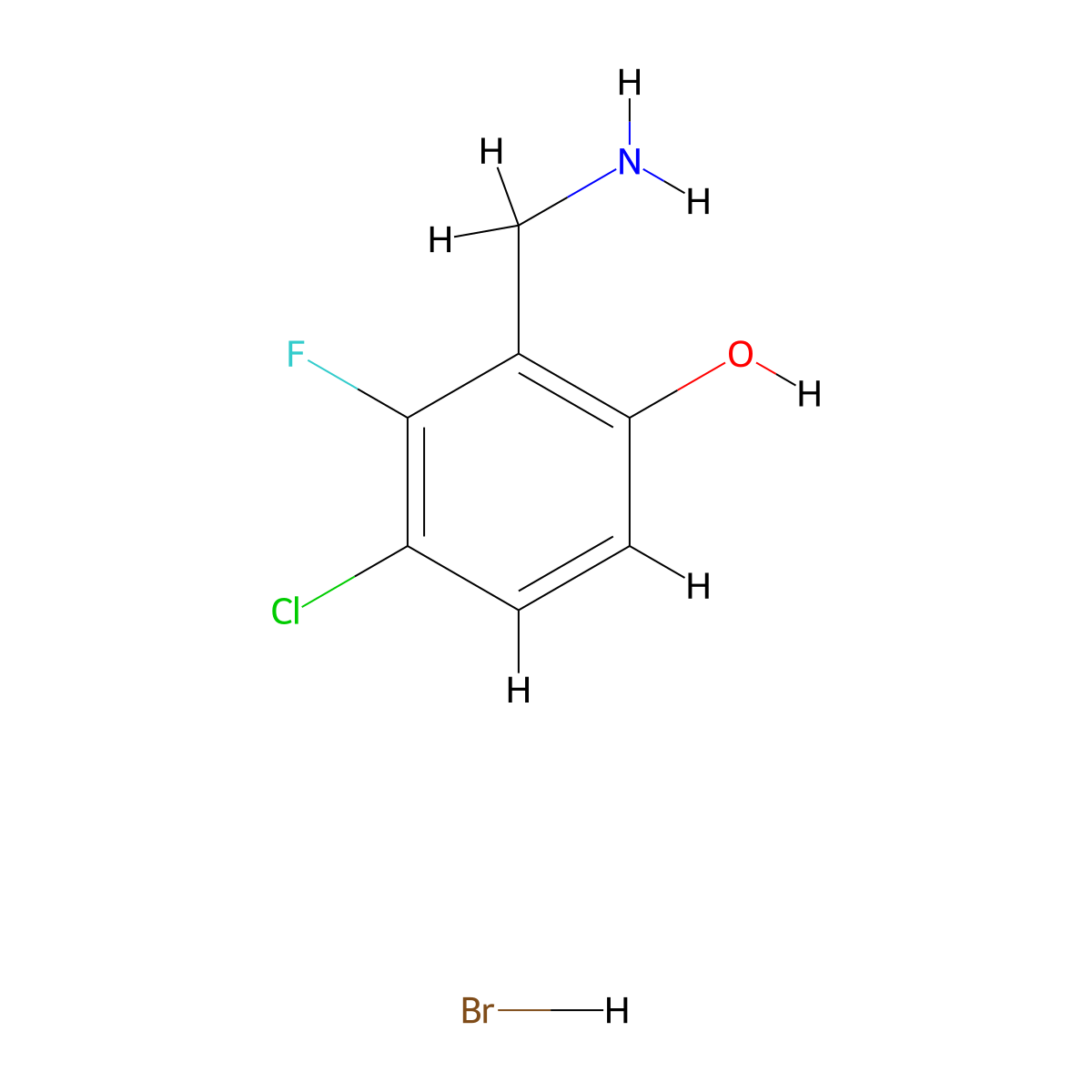 2-(Aminomethyl)-4-chloro-3-fluoro-phenol hydrobromide molecular structure, CAS 2940940-81-6
