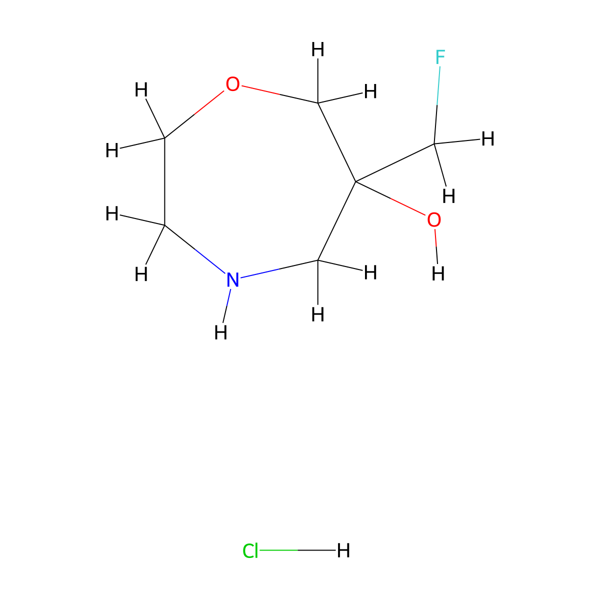 6-(Fluoromethyl)-1,4-oxazepan-6-ol;hydrochloride molecular structure, CAS 2940942-71-0