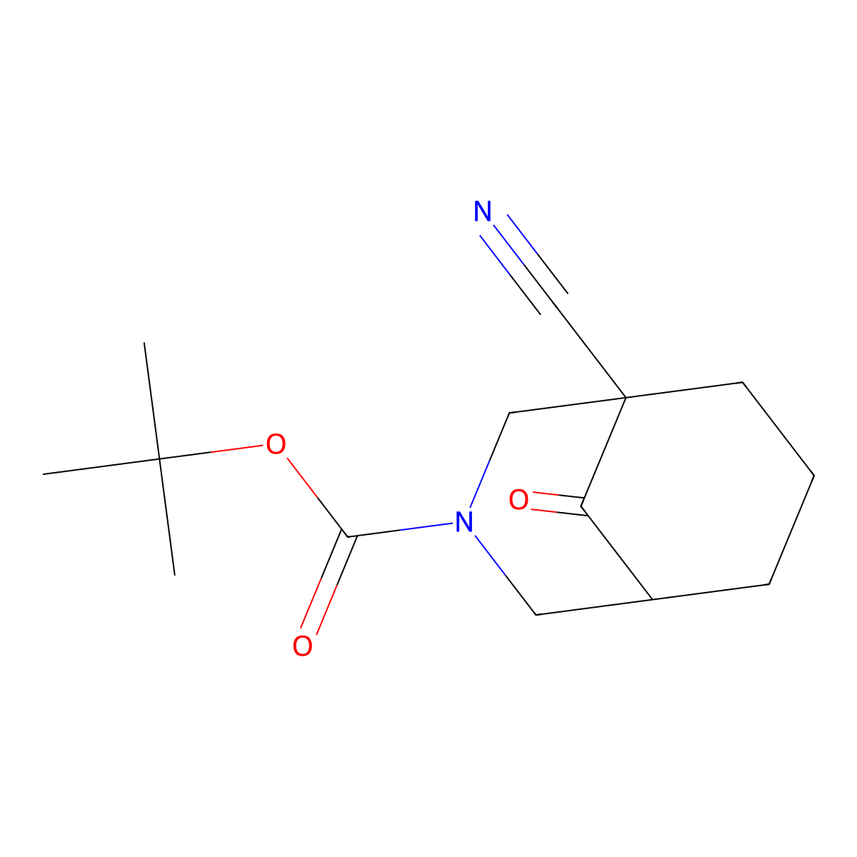 Tert-butyl 1-cyano-9-oxo-3-azabicyclo[3.3.1]nonane-3-carboxylate molecular structure, CAS 2940943-83-7