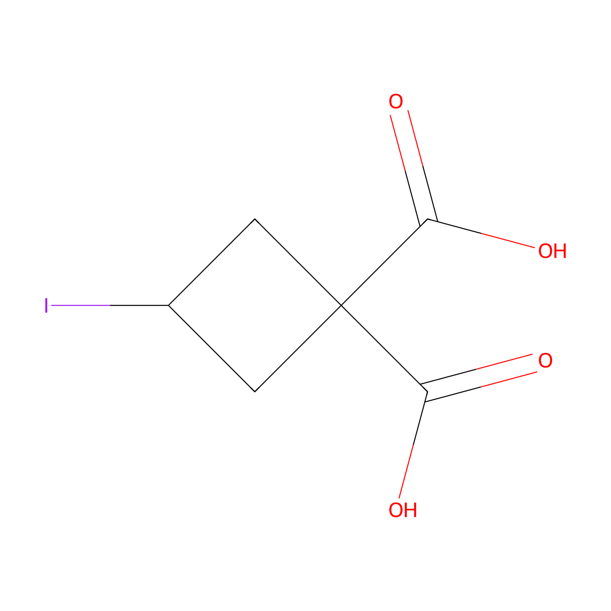 3-Iodocyclobutane-1,1-dicarboxylic acid molecular structure, CAS 2940944-31-8