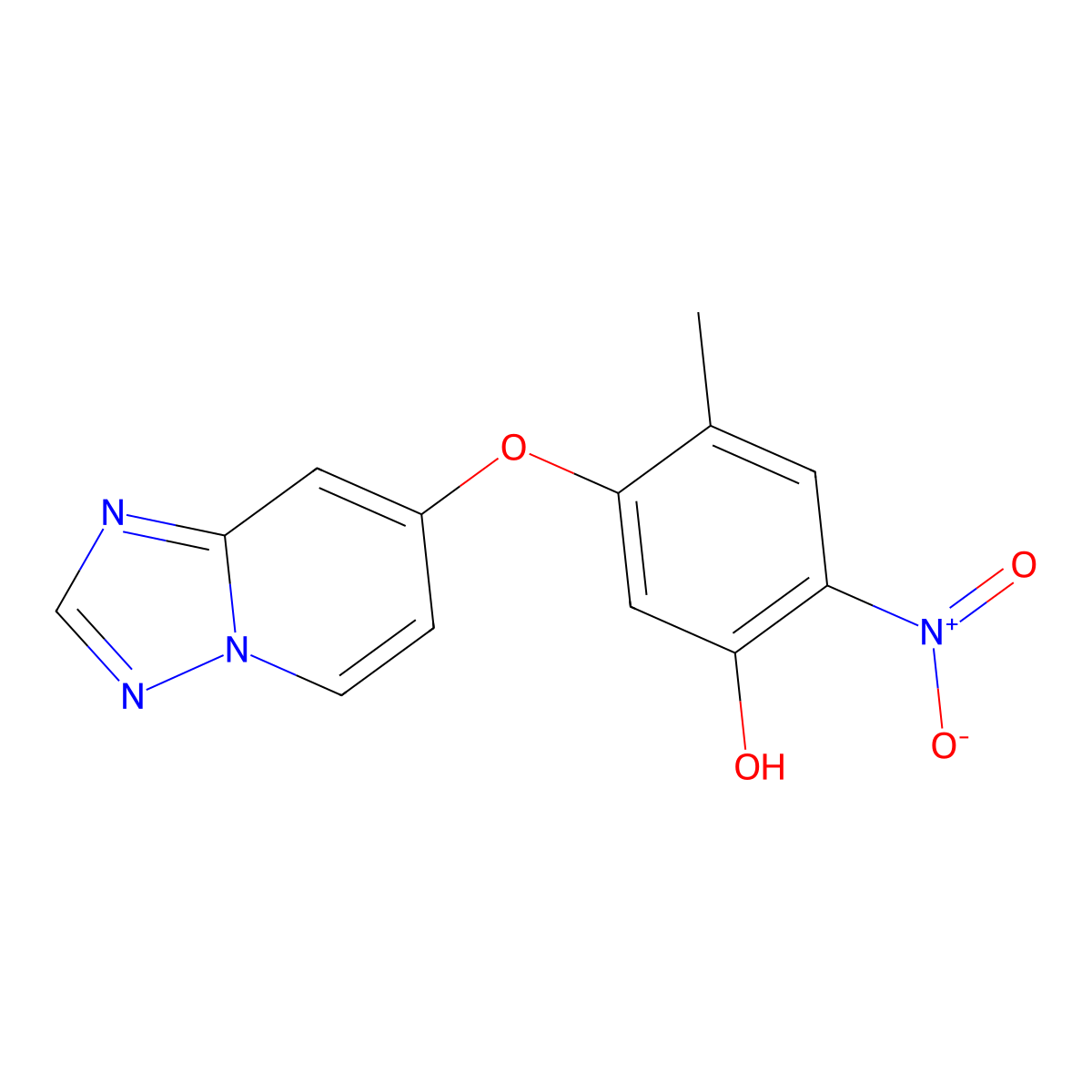 4-Methyl-2-nitro-5-([1,2,4]triazolo[1,5-a]pyridin-7-yloxy)phenol molecular structure, CAS 2940944-49-8