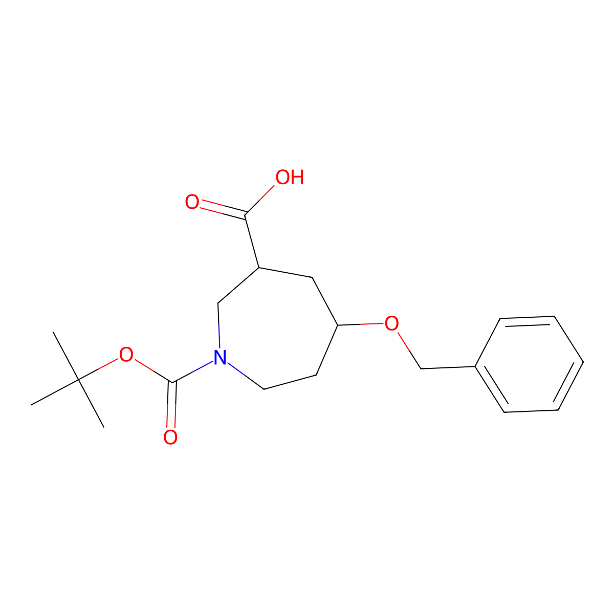 5-Benzyloxy-1-tert-butoxycarbonyl-azepane-3-carboxylic acid molecular structure, CAS 2940944-58-9