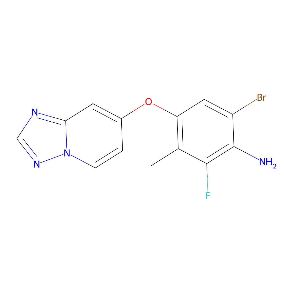 6-Bromo-2-fluoro-3-methyl-4-([1,2,4]triazolo[1,5-a]pyridin-7-yloxy)aniline molecular structure, CAS 2940944-86-3