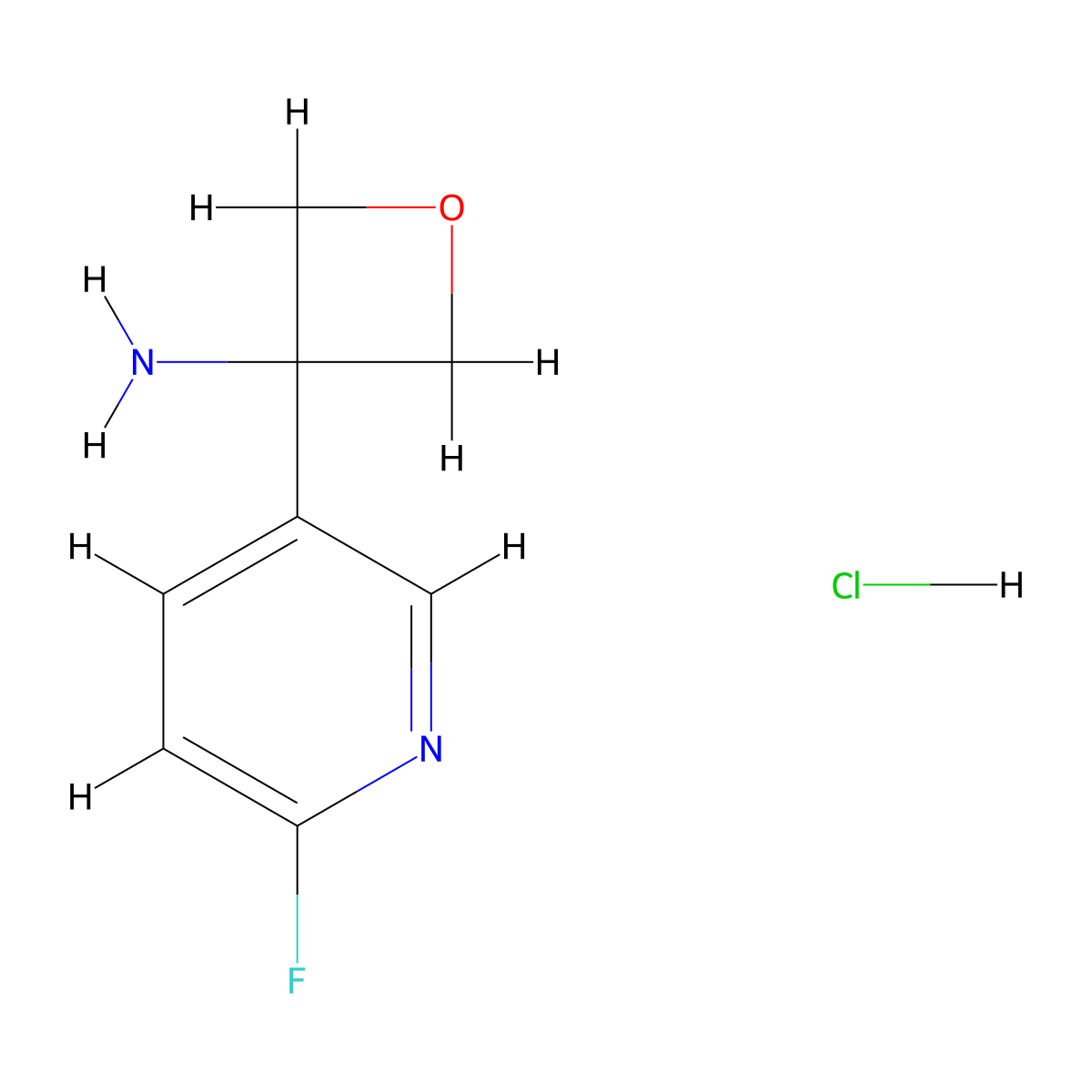 3-(6-Fluoro-3-pyridyl)oxetan-3-amine;hydrochloride molecular structure, CAS 2940945-53-7
