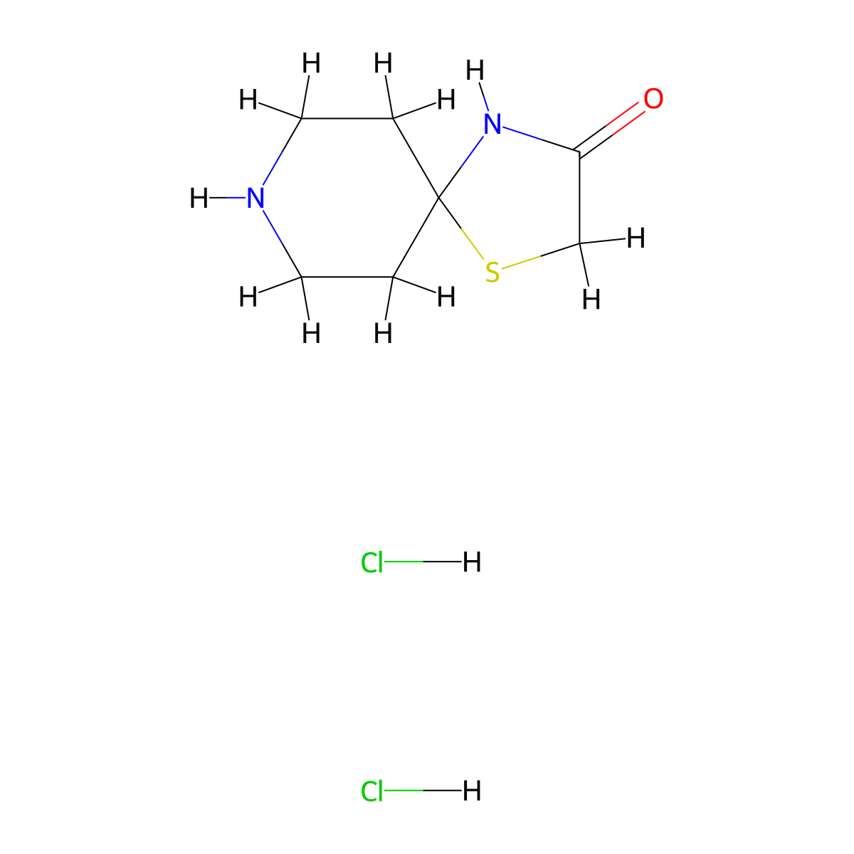 1-Thia-4,8-diazaspiro[4.5]decan-3-one;dihydrochloride molecular structure, CAS 2940945-75-3